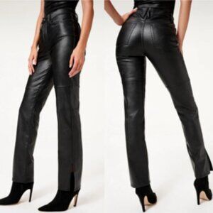 Good American Women's Good Boy Faux Leather Pants Size 6 Black Straight Leg